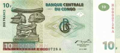 Kongo, Demokratische Republik - 10  Francs (#087a_UNC)