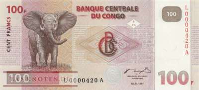 Kongo, Demokratische Republik - 100  Francs (#090a_UNC)