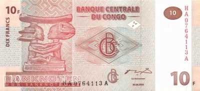 Kongo, Demokratische Republik - 10  Francs (#093A_UNC)