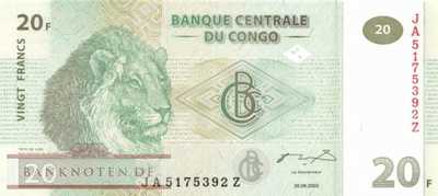 Kongo, Demokratische Republik - 20  Francs - Ersatzbanknote (#094AR_UNC)