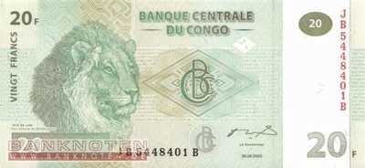 Kongo, Demokratische Republik - 20  Francs (#094A_UNC)