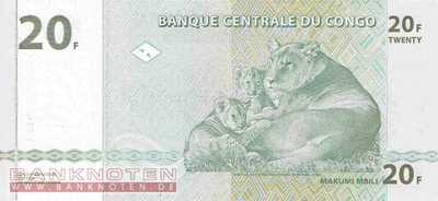 Kongo, Demokratische Republik - 20  Francs (#094_UNC)