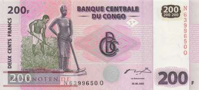 Kongo, Demokratische Republik - 200  Francs (#095A_UNC)