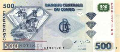 Congo, Democratic Republic - 500  Francs (#096C_UNC)