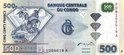 Congo, Democratic Republic - 500  Francs (#096_B_UNC)