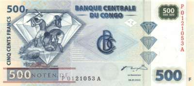 Kongo, Demokratische Republik - 500  Francs (#096a-1_UNC)