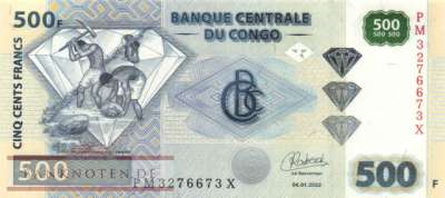 Kongo, Demokratische Republik - 500  Francs (#096d_UNC)