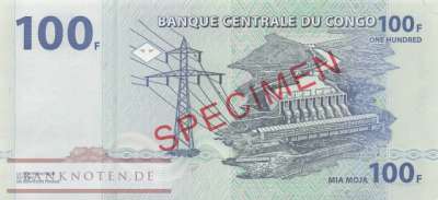 Kongo, Demokratische Republik - 100  Francs - SPECIMEN (#098_AbS_UNC)