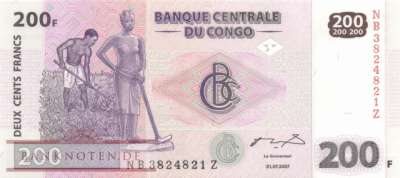 Congo, Democratic Republic - 200  Francs - Replacement (#099aR_UNC)