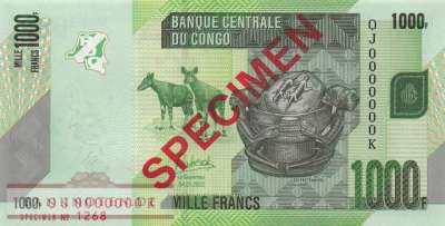 Kongo, Demokratische Republik - 1.000  Francs - SPECIMEN (#101dS_UNC)
