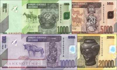 Congo, Democratic Republic: 1.000 - 20.000 Francs (4 banknotes)