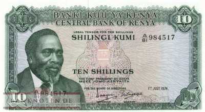 Kenya - 10  Shillings (#007e_UNC)