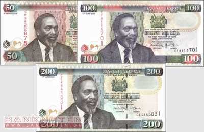 Kenia: 50 - 200 Shillings (3 Banknoten)