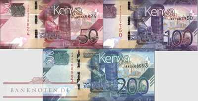 Kenya: 50 - 200 Shillings 2019 (3 banknotes)