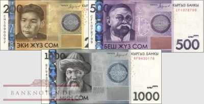 Kirgistan: 200 - 1.000 Som (3 Banknoten)