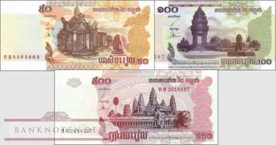 Cambodia: 50 - 500 Riels (3 banknotes)