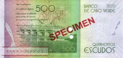 Kap Verden - 500  Escudos - SPECIMEN (#072S_UNC)