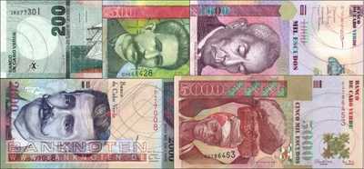 Cape Verde: 200 - 5.000 Escudos (5 banknotes)