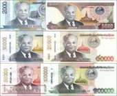 Laos: 2.000 - 100.000 Kip (6 Banknoten)
