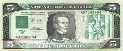 Liberia - 5  Dollars (#019_UNC)
