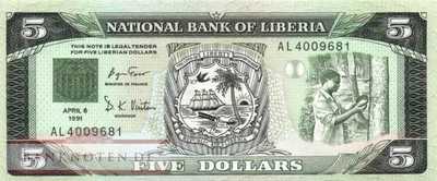 Liberia - 5  Dollars (#020_UNC)