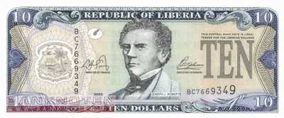Liberia - 10  Dollars (#027a_UNC)