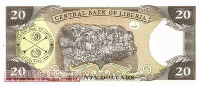 Liberia - 20  Dollars (#028e_UNC)