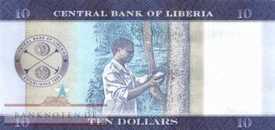 Liberia - 10  Dollars (#032b_UNC)