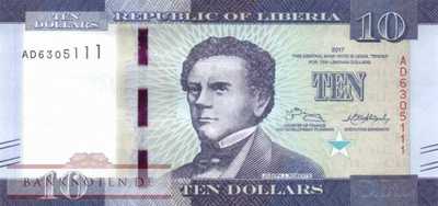 Liberia - 10  Dollars (#032b_UNC)