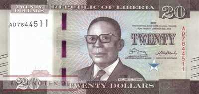 Liberia - 20  Dollars (#033b_UNC)
