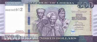 Liberia - 500  Dollars (#036b_UNC)