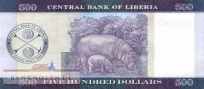 Liberia - 500  Dollars (#036c_UNC)