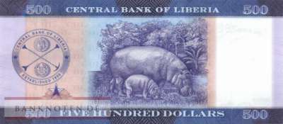Liberia - 500  Dollars (#042a_UNC)