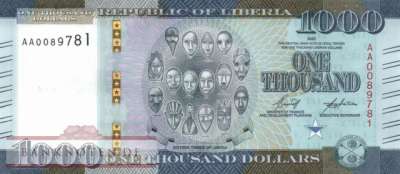 Liberia - 1.000  Dollars (#043a_UNC)