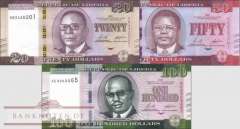 Liberia: 20 - 100 Dollars 2021/22 (3 banknotes)