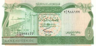 Libya - 1/2  Dinar (#043b_XF)