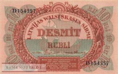Lettland - 10  Rubli (#004e_UNC)