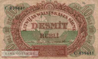 Lettland - 10  Rubli (#004e_VG)
