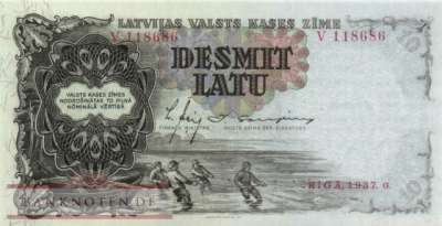 Lettland - 10  Latu (#029a_UNC)