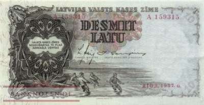 Latvia - 10 Latu (#029a_VF)