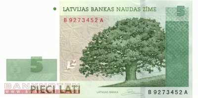 Latvia - 5  Lati (#053c_UNC)