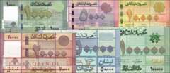 Lebanon: 1.000 - 100.000 Livres (6 banknotes)