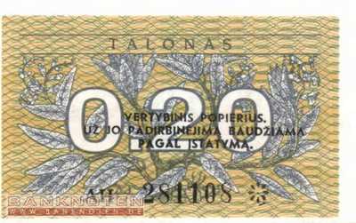 Lituhania - 0,20  Talonas (#030_UNC)