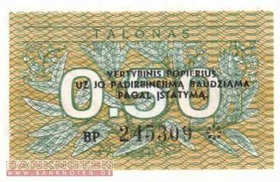 Lituhania - 0,50  Talonas (#031b_UNC)
