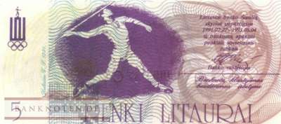 Litauen - 5  Litauras (#905_UNC)