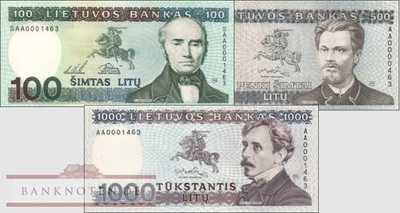 Litauen: 100 - 1.000 Litu (3 Banknoten im Folder)