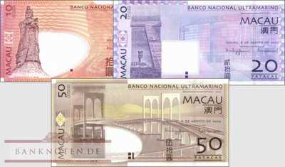 Macao:  10 - 50 Patacas (3 Banknoten)