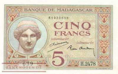 Madagascar - 5  Francs (#035-U2_UNC)