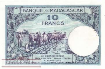 Madagaskar - 10  Francs (#036_AU)