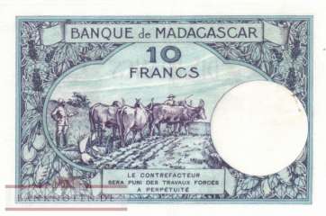 Madagascar - 10  Francs (#036_AU)